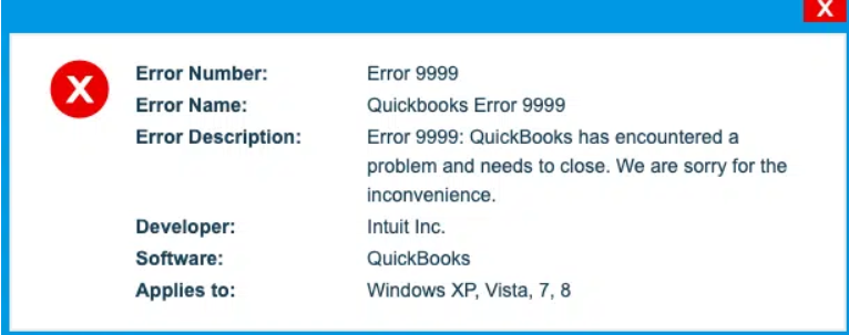 QuickBooks Error 9999