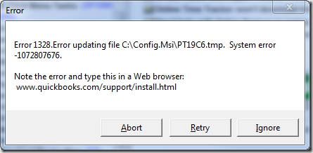 QuickBooks error 1328